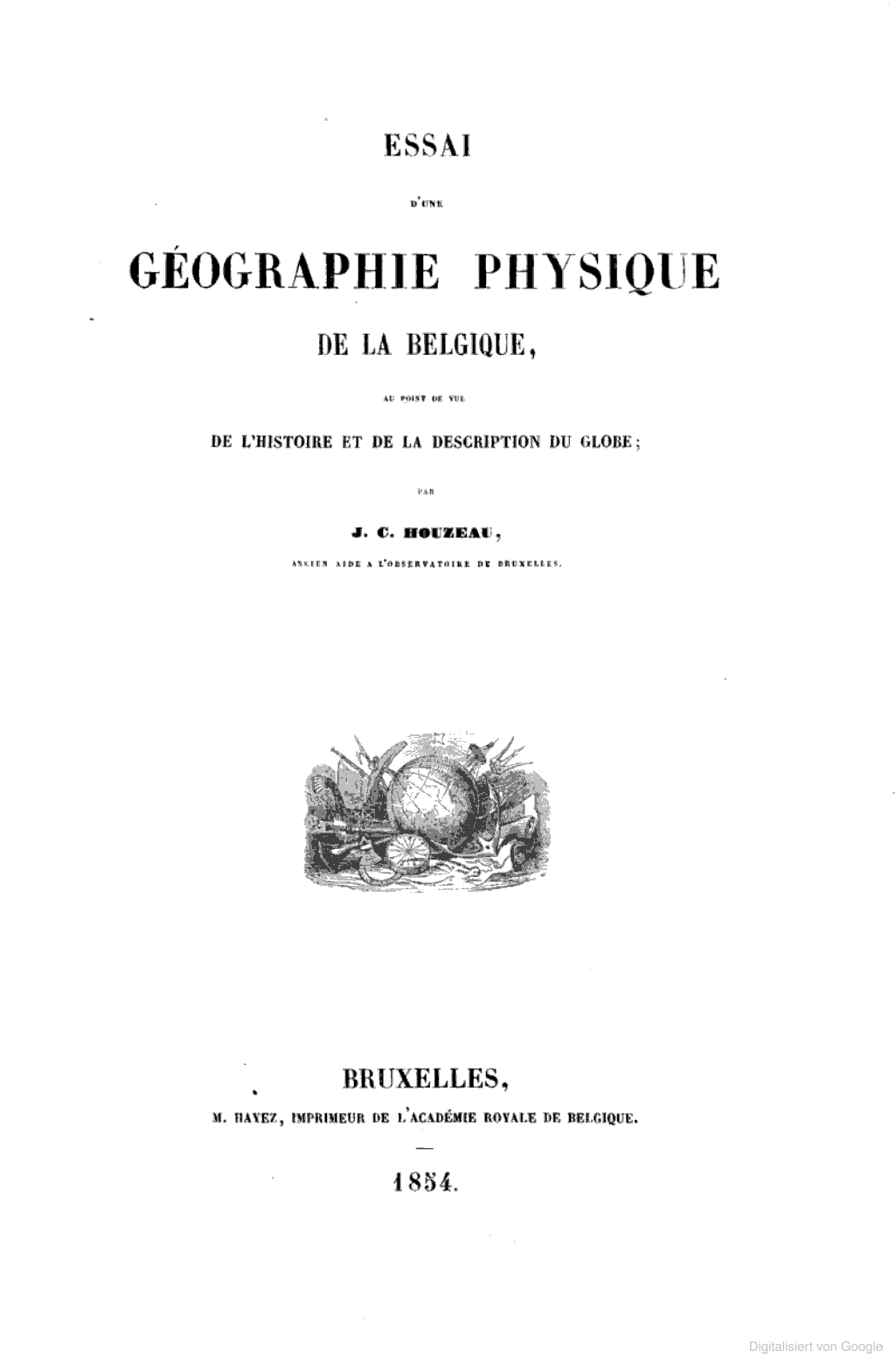 Houzeau Charles_Title page of Houzeau's book Géographie Physique de la Belgique uit 1854