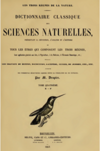 Voorblad Dictionnaire classique des sciences naturelles, Brussel, 1853.